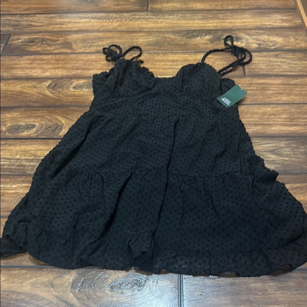 Black Textured Sleeveless Dress